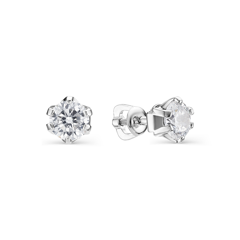 Серьги из серебра с фианитами