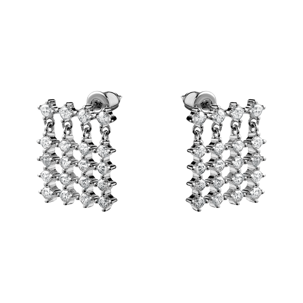 Серьги из серебра с фианитами