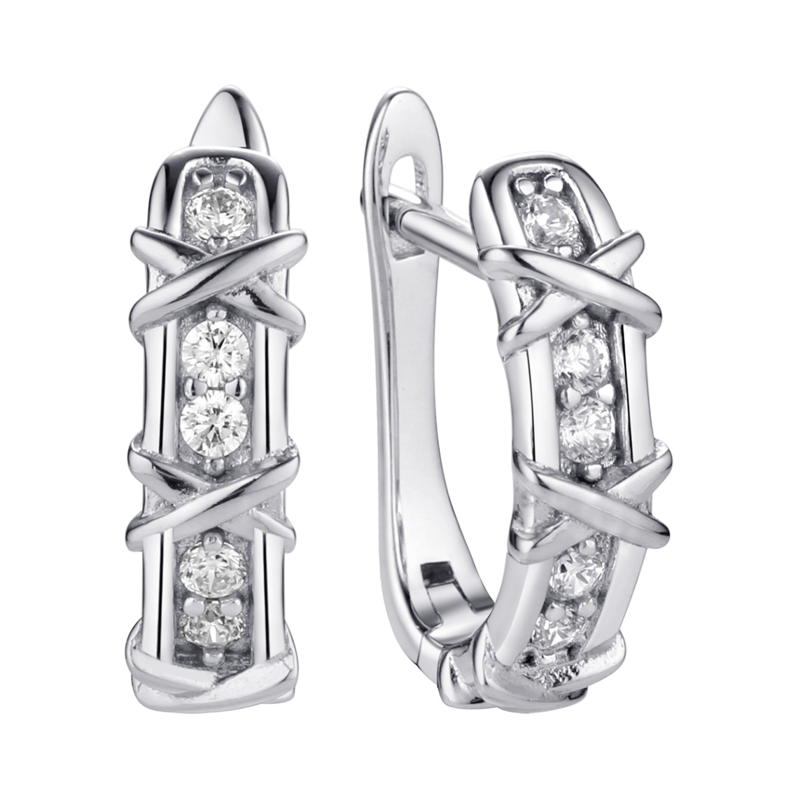 Серьги из серебра с фианитами