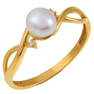 Кольцо золотое 821219 | Кольца с жемчугом купить по выгодной цене в ювелирном магазине ⭐️ «Золотая Подкова»