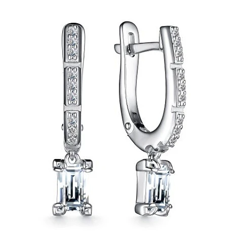 Серьги из серебра с фианитами