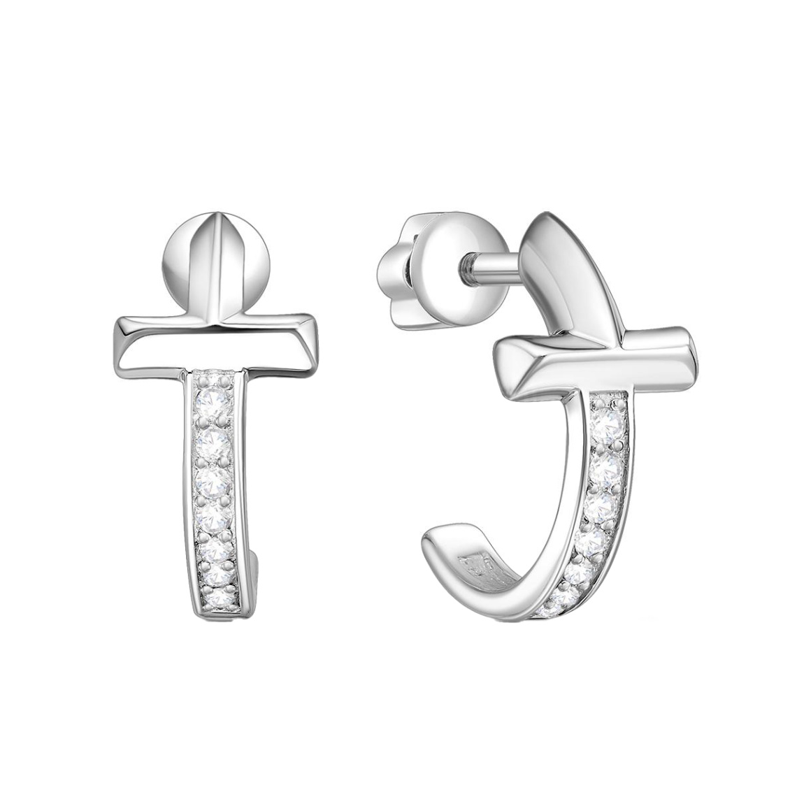 Серьги из серебра с фианитами