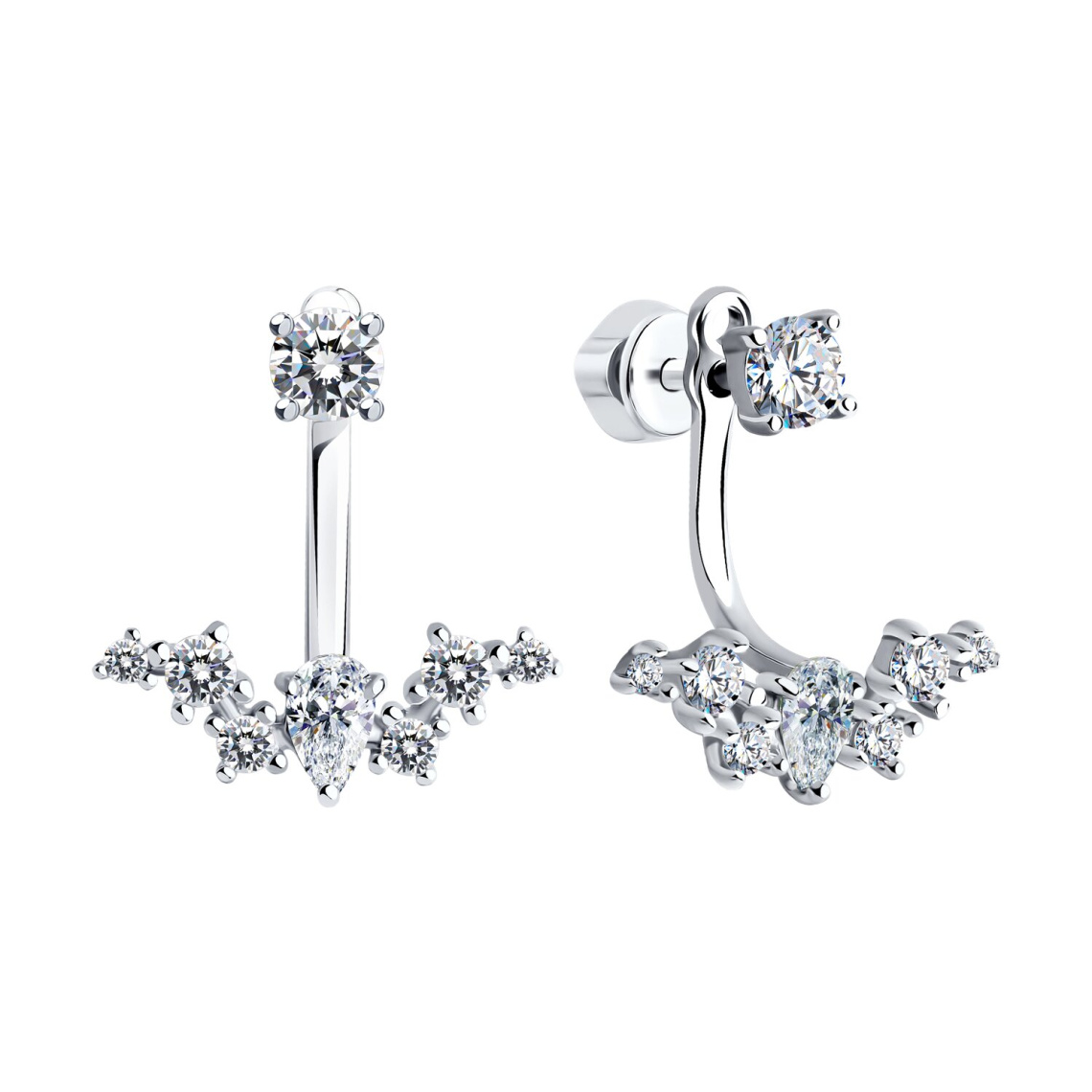 Серьги из серебра с фианитами