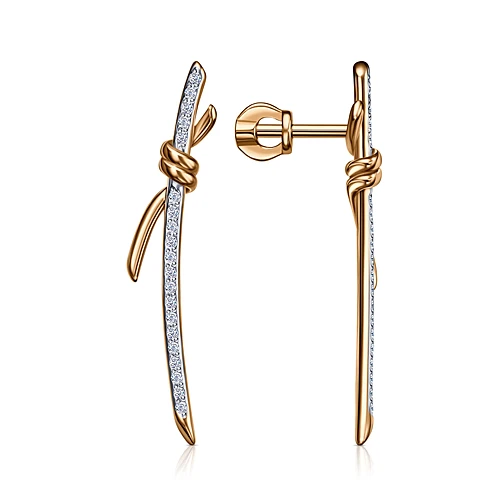 Серьги золотые С132-3003 | Серьги с фианитом купить по выгодной цене в ювелирном магазине ⭐️ «Золотая Подкова»