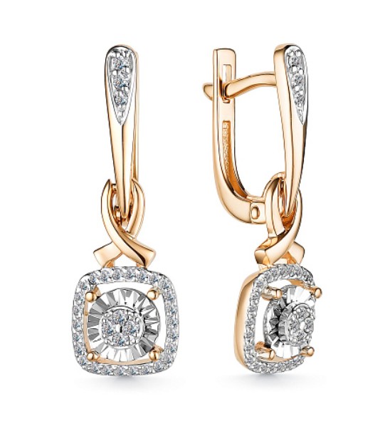 Серьги золотые 25097-100 | Подвеска золотая 35097-100 купить по цене 56752 руб. в ювелирном магазине ⭐️ «Золотая Подкова»