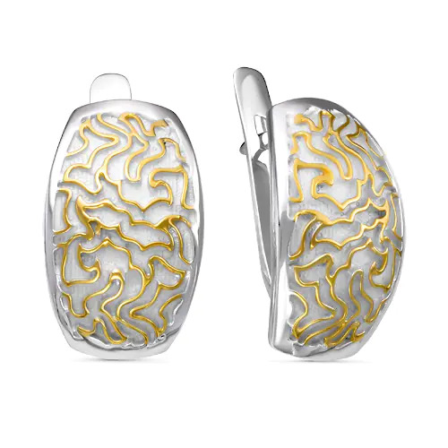 Серьги серебряные С-22-0218W поз. | Кольцо серебряное К-11-0218W поз. купить по цене 17856 руб. в ювелирном магазине ⭐️ «Золотая Подкова»