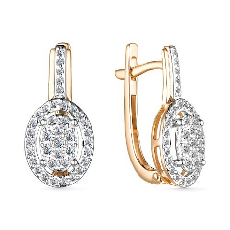 Серьги золотые 25664-100 | Кольцо золотое 15664-100 купить по цене 108986 руб. в ювелирном магазине ⭐️ «Золотая Подкова»