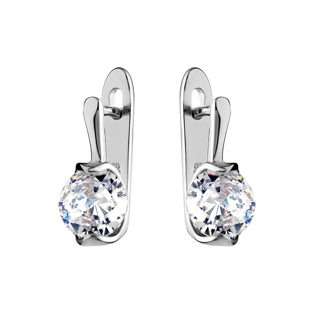 Серьги из серебра с фианитами