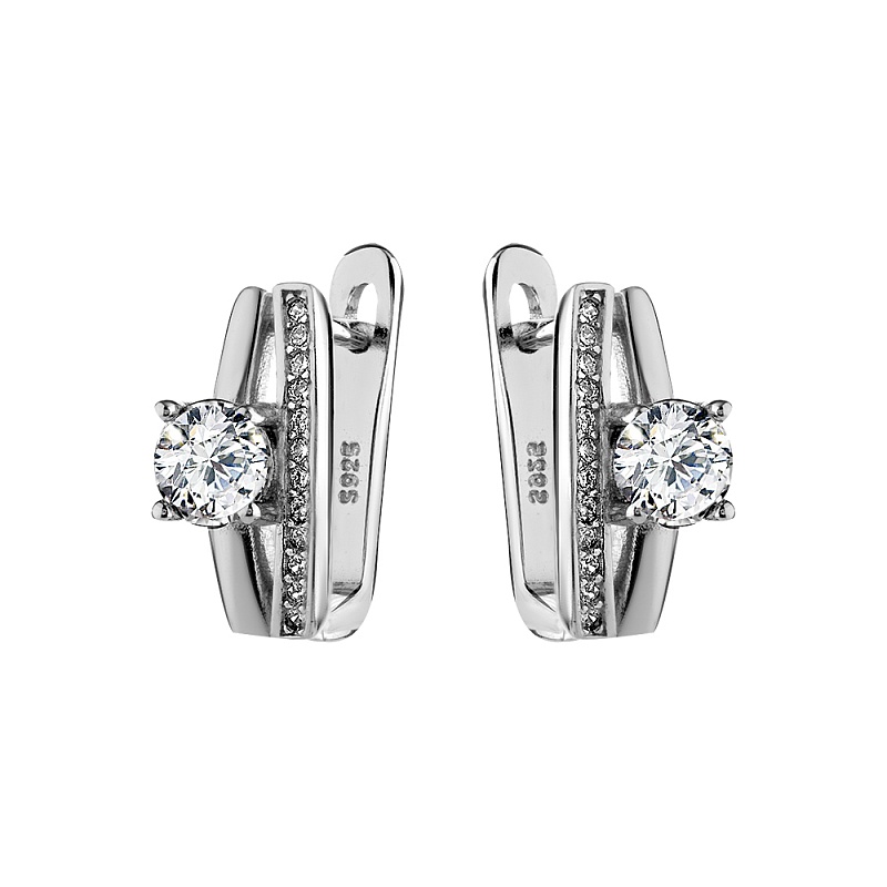 Серьги из серебра с фианитами