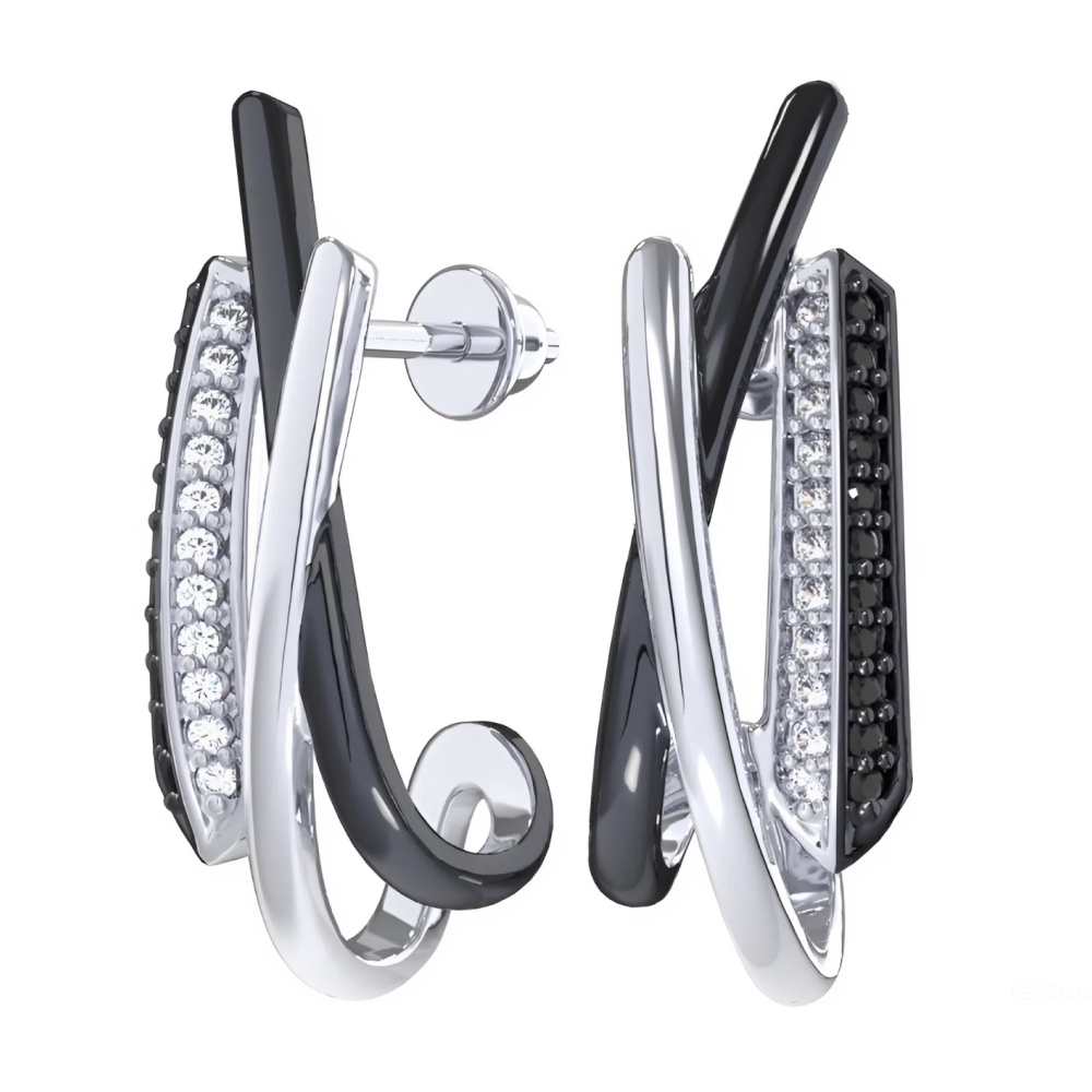 Серьги из серебра с фианитами