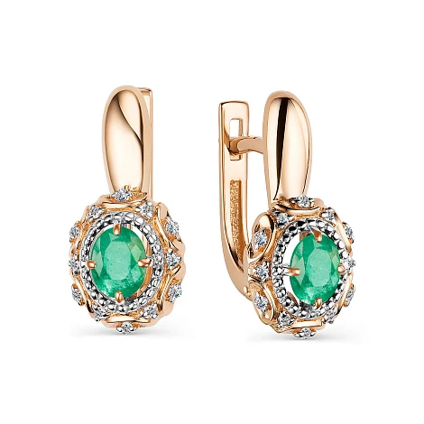 Серьги золотые 23891-101 | Серьги с изумрудами купить по выгодной цене в ювелирном магазине ⭐️ «Золотая Подкова»