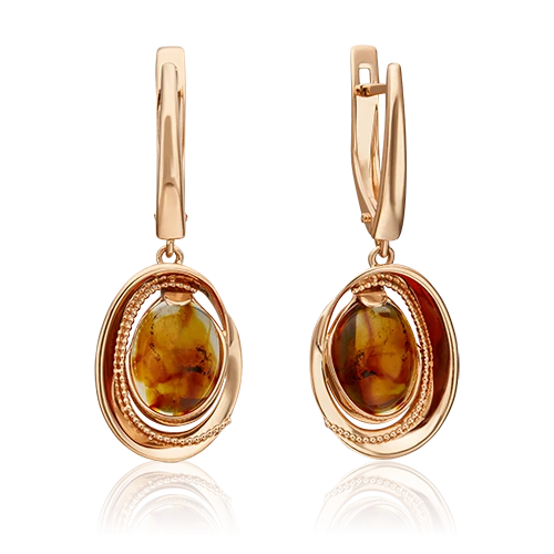 Серьги золотые 02-4672-00-271-1110-46 | Серьги с янтарем купить по выгодной цене в ювелирном магазине ⭐️ «Золотая Подкова»