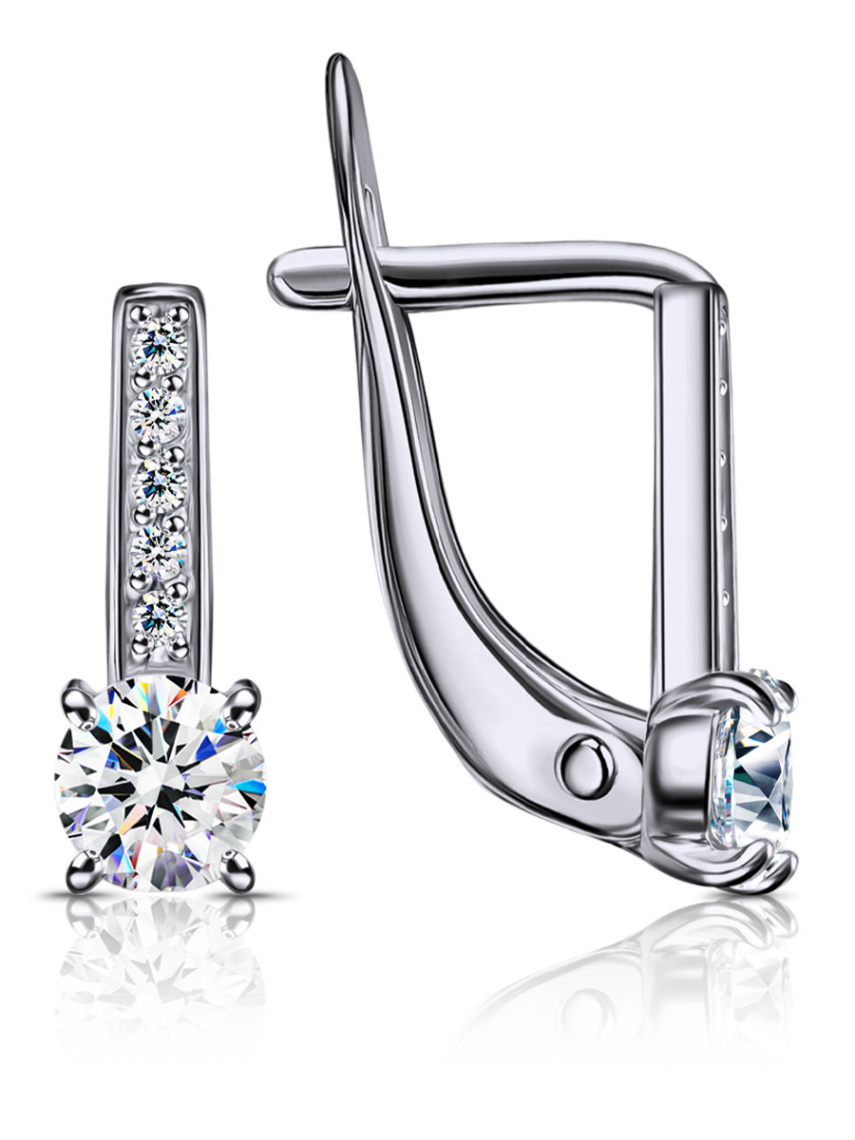 Серьги из серебра с фианитами