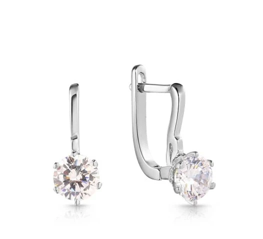 Серьги из серебра с фианитами