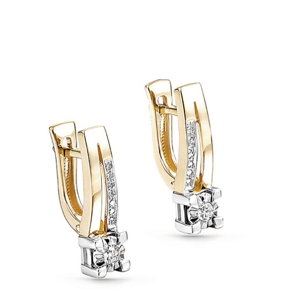 Серьги золотые 12-21084-1000 | Кольцо золотое 11-21084-1000 купить по цене 69810 руб. в ювелирном магазине ⭐️ «Золотая Подкова»