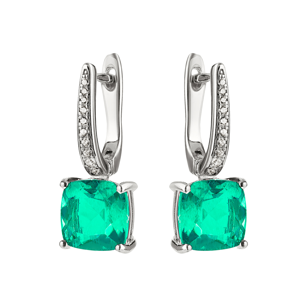 Серьги из серебра с фианитами