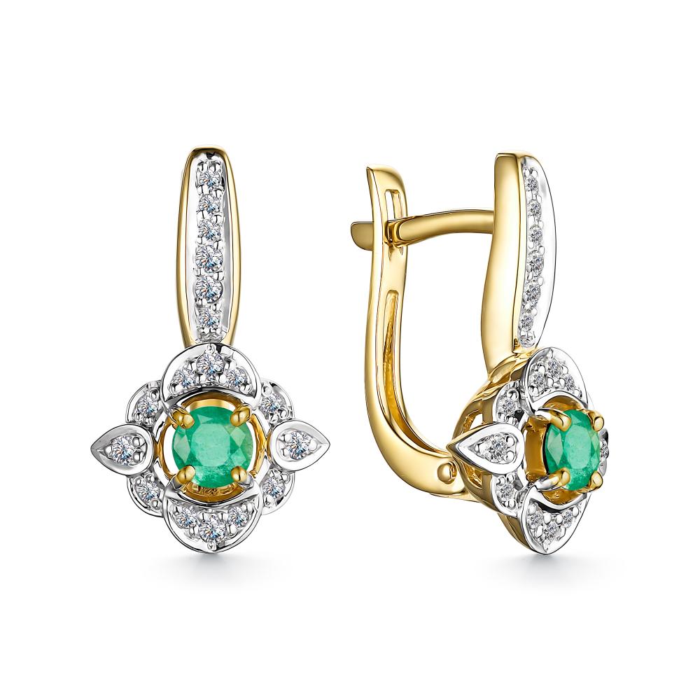 Серьги золотые 24428-301 | Кольцо золотое 14428-301 купить по цене 139489 руб. в ювелирном магазине ⭐️ «Золотая Подкова»