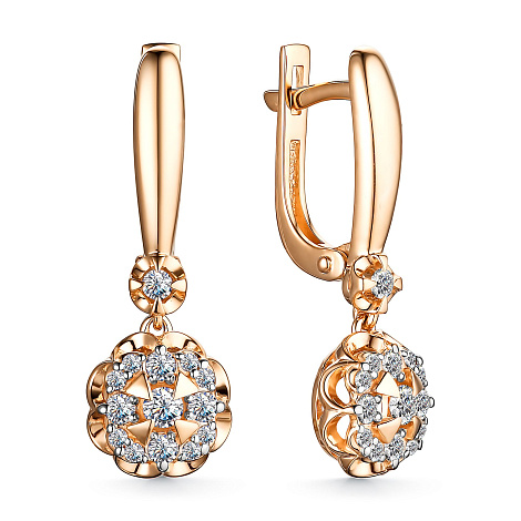 Серьги золотые 24418-100 | Кольцо золотое 14418-100 купить по цене 137734 руб. в ювелирном магазине ⭐️ «Золотая Подкова»