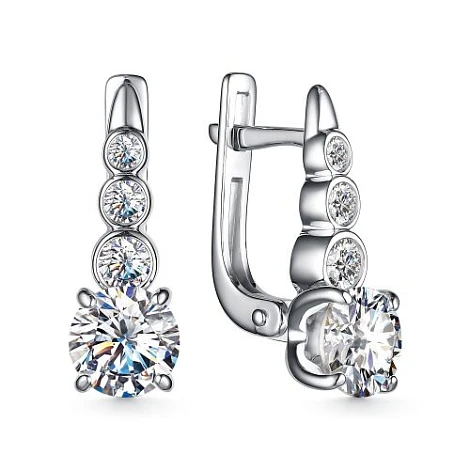Серьги из серебра с фианитами