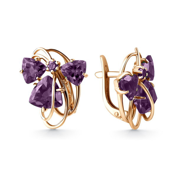 Серьги золотые 20360051 Аметист | Кольцо золотое 10360051 Аметист купить по цене 51496 руб. в ювелирном магазине ⭐️ «Золотая Подкова»