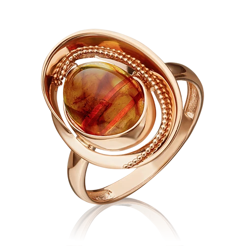 Кольцо золотое 01-5446-00-271-1110-46 | Кольца с янтарем купить по выгодной цене в ювелирном магазине ⭐️ «Золотая Подкова»