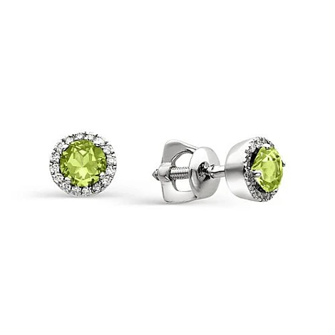 Серьги из серебра с хризолитом