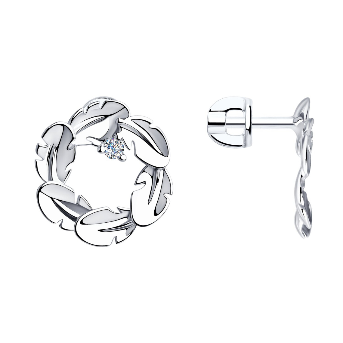 Серьги из серебра с фианитами