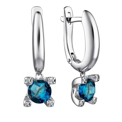 Серьги из серебра с топазом
