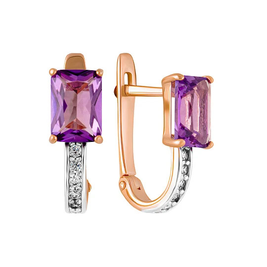 Серьги золотые 1055802-11130-A | Серьги с аметистом купить по выгодной цене в ювелирном магазине ⭐️ «Золотая Подкова»
