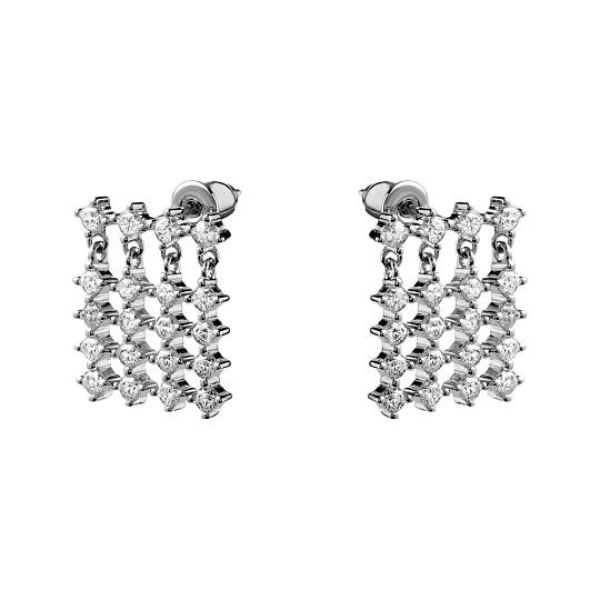 Серьги из серебра с фианитами