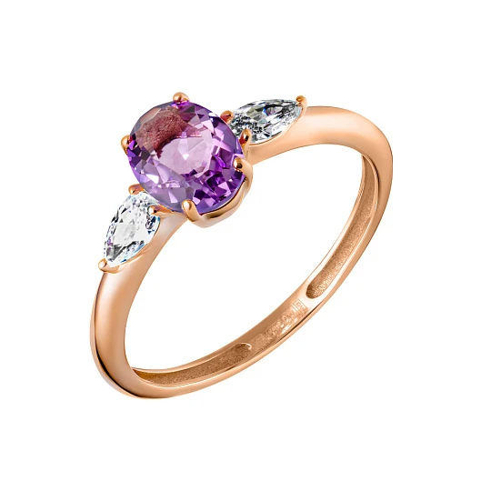 Кольцо золотое 7056721-11230-A | Кольца с аметистом купить по выгодной цене в ювелирном магазине ⭐️ «Золотая Подкова»