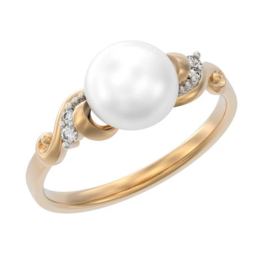 Кольцо золотое 1040761-11250 | Кольца с жемчугом купить по выгодной цене в ювелирном магазине ⭐️ «Золотая Подкова»