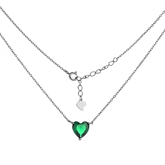 Колье серебряное B21036-P-gr | Колье с фианитом купить по выгодной цене в ювелирном магазине ⭐️ «Золотая Подкова»