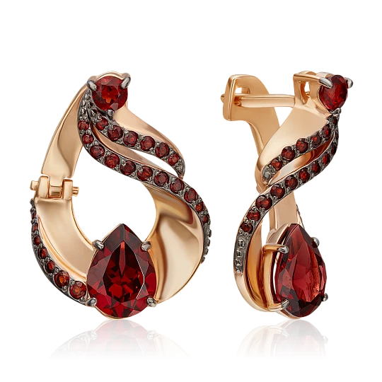 Серьги золотые 02-5184-00-204-1110 №23 9 | Серьги с гранатом купить по выгодной цене в ювелирном магазине ⭐️ «Золотая Подкова»