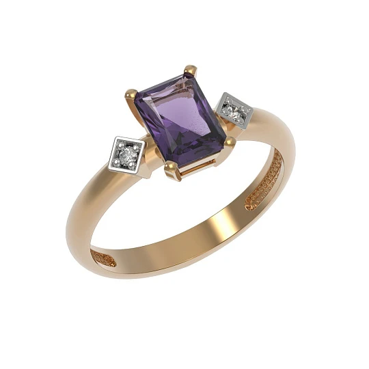 Кольцо золотое 1035521-11130-A | Кольца с аметистом купить по выгодной цене в ювелирном магазине ⭐️ «Золотая Подкова»