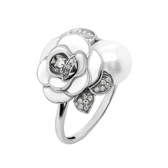 Кольцо золотое 11-11489-1510 | Кольца с жемчугом купить по выгодной цене в ювелирном магазине ⭐️ «Золотая Подкова»