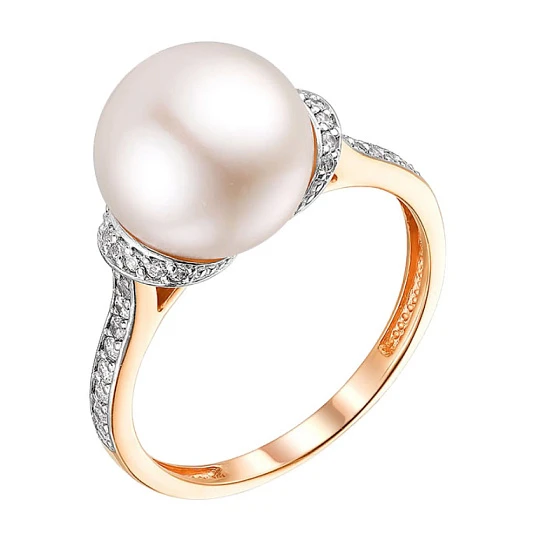 Кольцо золотое 11803023 | Ювелирные изделия С жемчугом купить по выгодной цене в ювелирном магазине ⭐️ «Золотая Подкова»