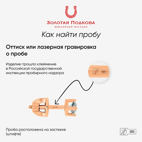 Серьги золотые 12-0894-1000 | Серьги с бриллиантами купить по выгодной цене в ювелирном магазине ⭐️ «Золотая Подкова»