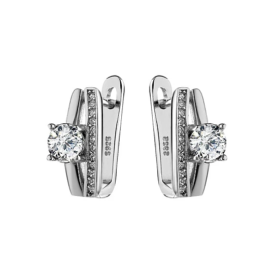 Серьги из серебра с фианитами