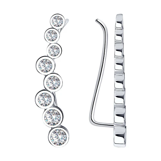 Серьги серебряные 94021652 | Зажимы серьги купить по выгодной цене в ювелирном магазине ⭐️ «Золотая Подкова»