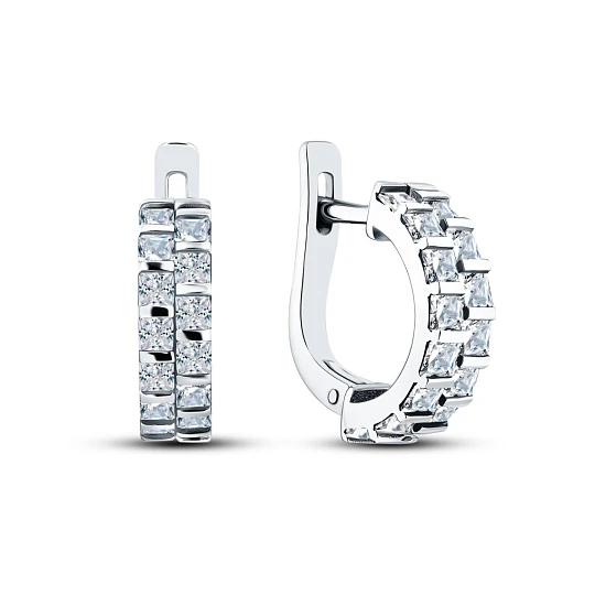 Серьги серебряные 01069-28-090106-00 | Серьги без вставок купить по выгодной цене в ювелирном магазине ⭐️ «Золотая Подкова»