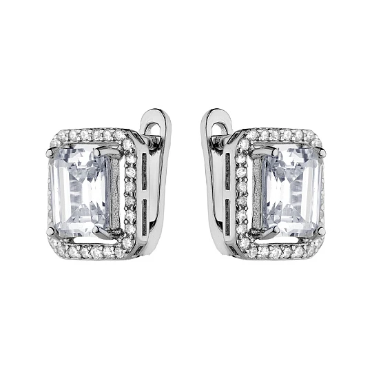 Серьги из серебра с фианитами