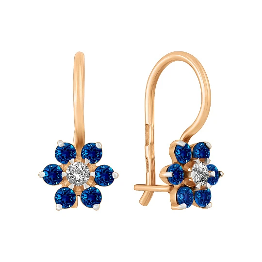 Серьги золотые 4443ст.с | Серьги с сапфиром купить по выгодной цене в ювелирном магазине ⭐️ «Золотая Подкова»