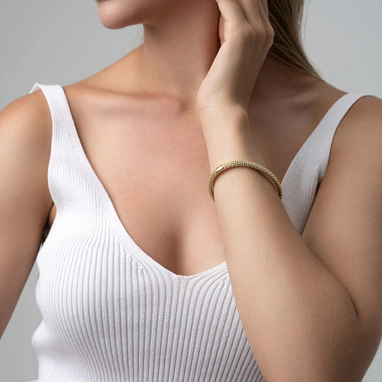 Браслет золотой 00454-60-030001-00 | Жесткие браслеты купить по выгодной цене в ювелирном магазине ⭐️ «Золотая Подкова»