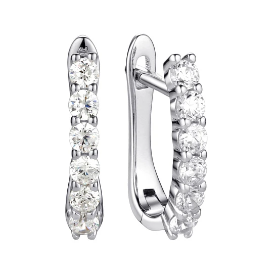 Серьги из серебра с фианитами