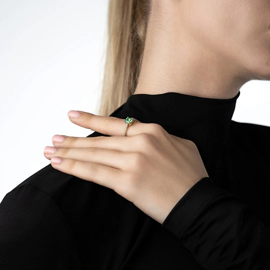 Кольцо золотое 920484Л.Цаворит | Ювелирные изделия от бренда Золотая Подкова купить по доступной цене в ювелирной сети «Золотая Подкова»