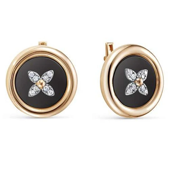 Серьги золотые 120114 | Серьги с фианитом купить по выгодной цене в ювелирном магазине ⭐️ «Золотая Подкова»