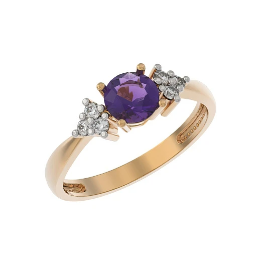 Кольцо золотое 1041391-11130-A | Кольца с аметистом купить по выгодной цене в ювелирном магазине ⭐️ «Золотая Подкова»