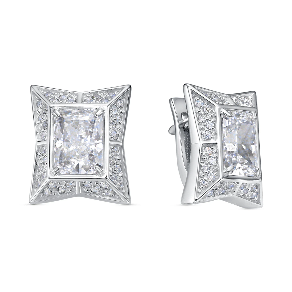 Серьги из серебра с фианитами