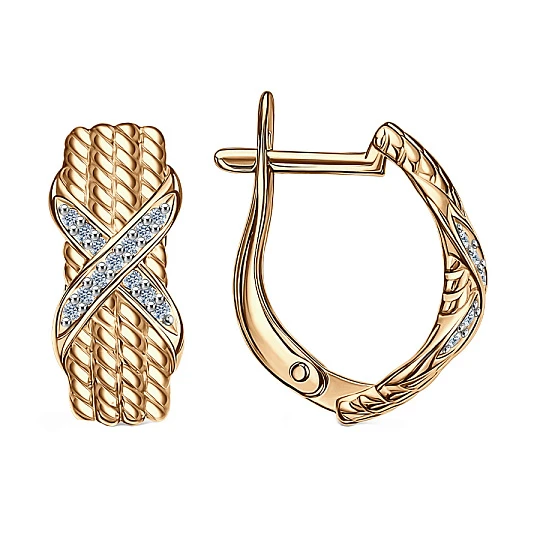 Серьги золотые С132-3038 | Серьги с фианитом купить по выгодной цене в ювелирном магазине ⭐️ «Золотая Подкова»